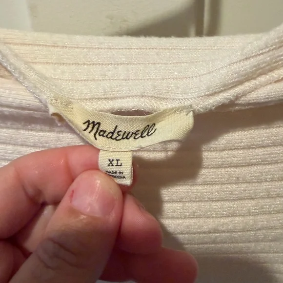 Madewell Soft Cream Ribbed Scoopneck Sweater - Picture 2 of 4